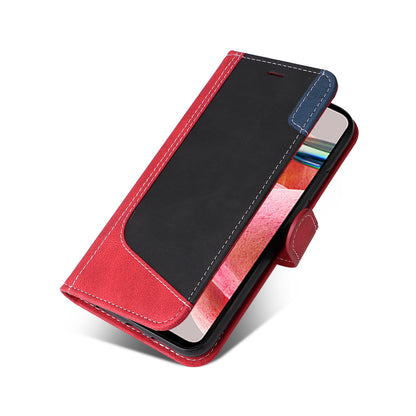 KT Leather Series-5 for Xiaomi Redmi Note 12 4G Drop-proof Stand Phone Case 3-Color Splicing PU Leather Wallet Cover