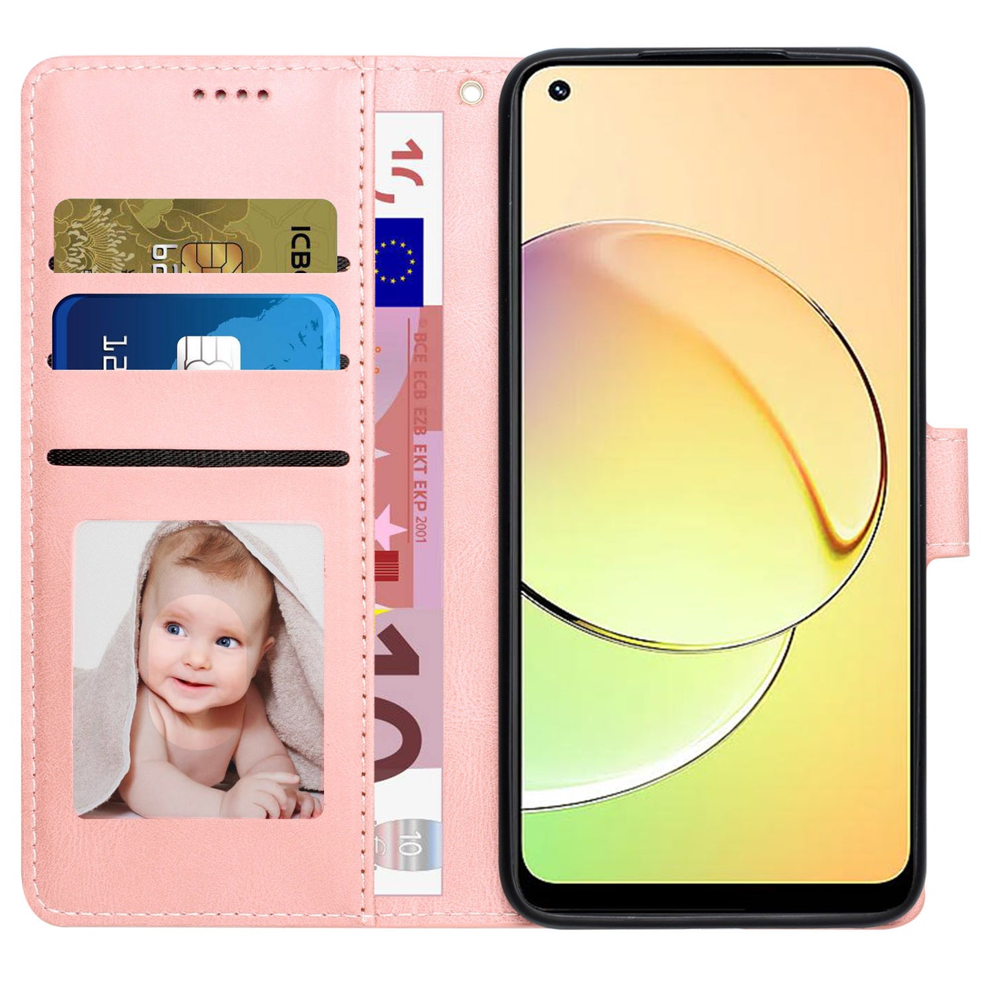 Stand Wallet Cover for Realme 10 4G Drop Resistant PU Leather Phone Case with Strap