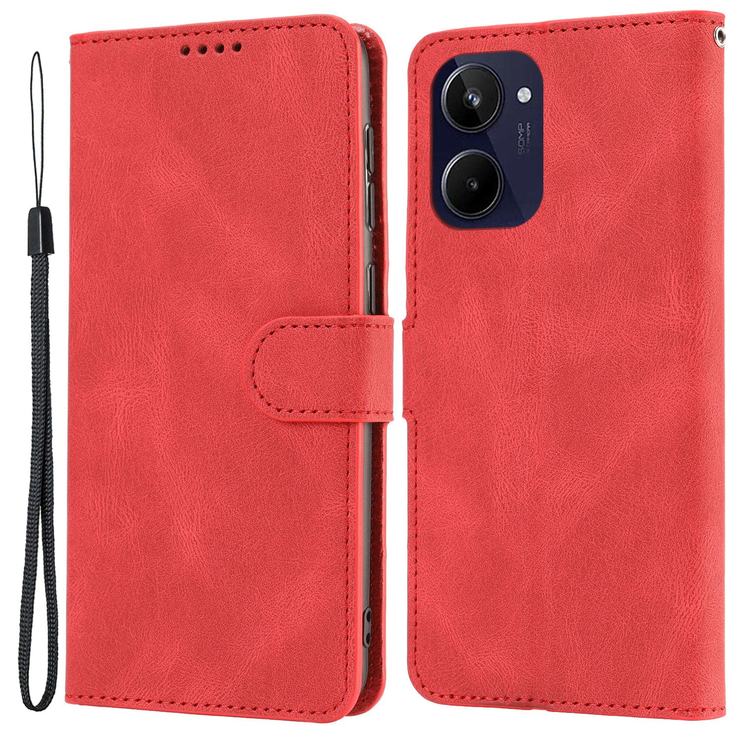 Stand Wallet Cover for Realme 10 4G Drop Resistant PU Leather Phone Case with Strap