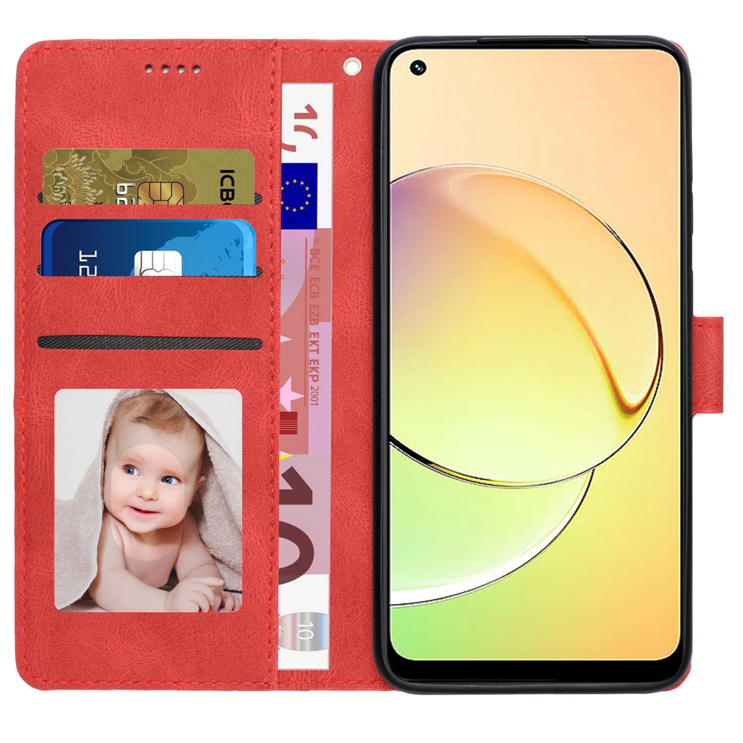 Stand Wallet Cover for Realme 10 4G Drop Resistant PU Leather Phone Case with Strap