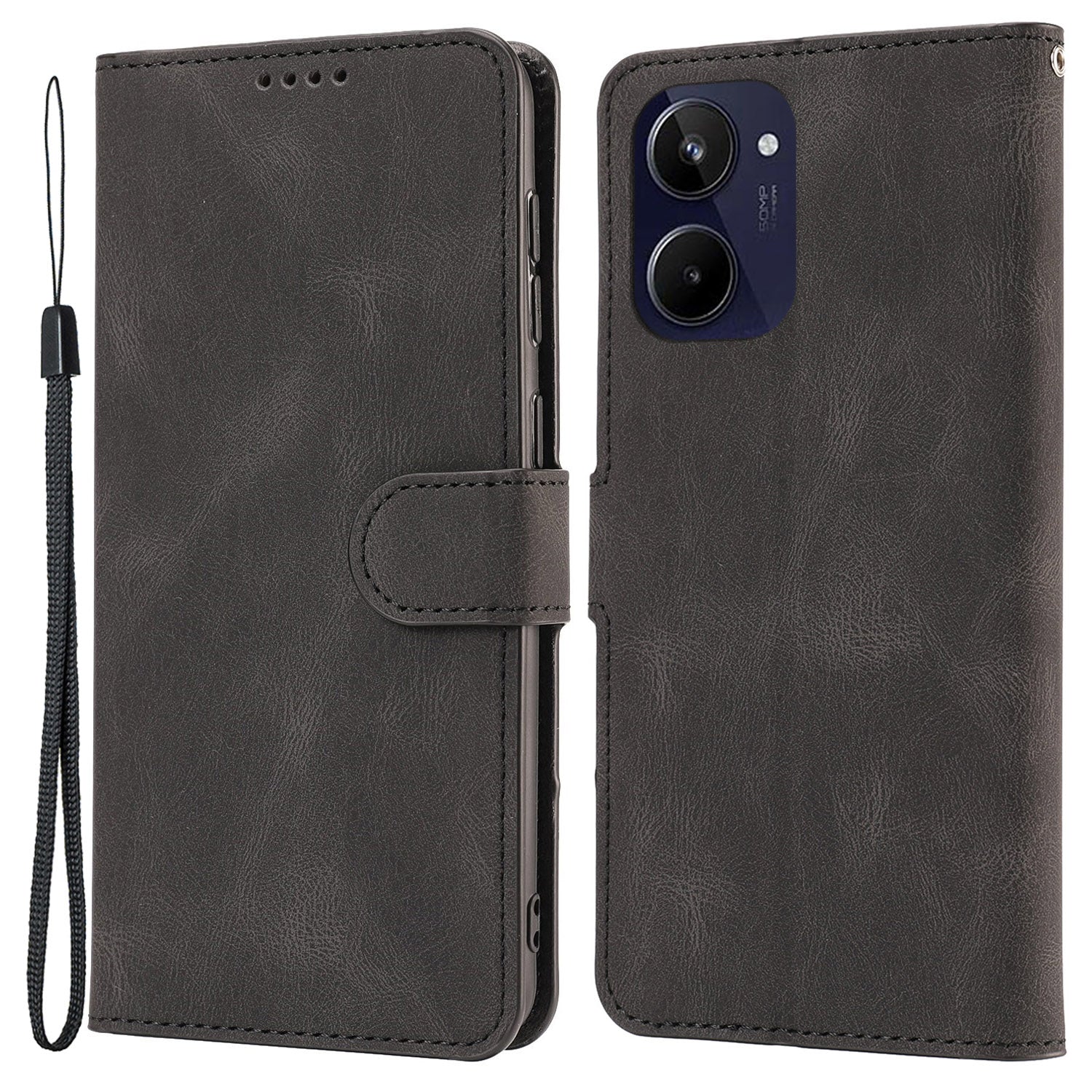 Stand Wallet Cover for Realme 10 4G Drop Resistant PU Leather Phone Case with Strap