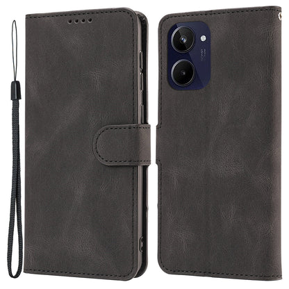 Stand Wallet Cover for Realme 10 4G Drop Resistant PU Leather Phone Case with Strap