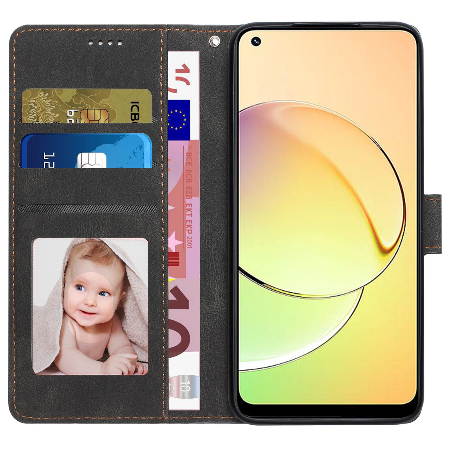 Stand Wallet Cover for Realme 10 4G Drop Resistant PU Leather Phone Case with Strap