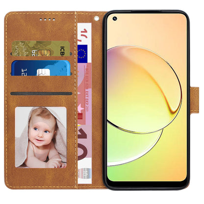 Stand Wallet Cover for Realme 10 4G Drop Resistant PU Leather Phone Case with Strap