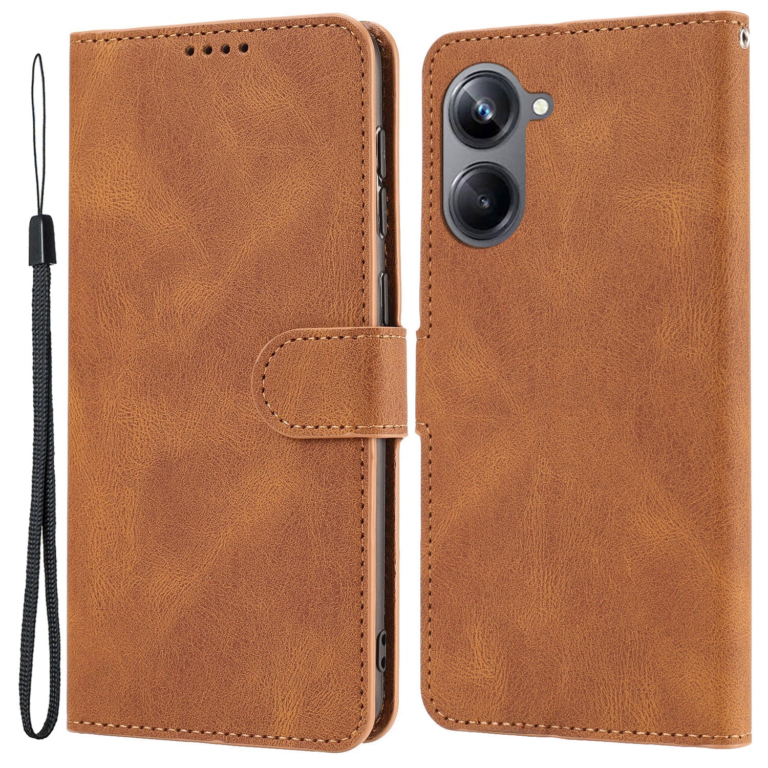 For Realme 10 Pro 5G Wallet Phone Case Anti-Drop Leather Phone Cover with Strap