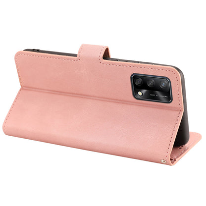 For Oppo A74 4G / F19 Shockproof Case Wallet Phone Shell Anti-Drop Leather Phone Cover with Strap