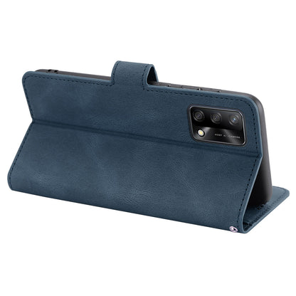 For Oppo A74 4G / F19 Shockproof Case Wallet Phone Shell Anti-Drop Leather Phone Cover with Strap