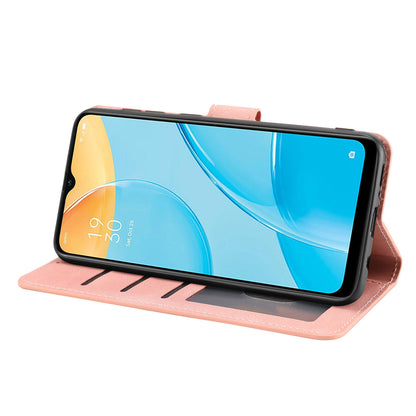For Oppo A15s / A15 / A35 PU Leather Wallet Case Viewing Stand Magnetic Flip Phone Cover with Strap