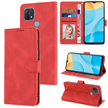 For Oppo A15s / A15 / A35 PU Leather Wallet Case Viewing Stand Magnetic Flip Phone Cover with Strap