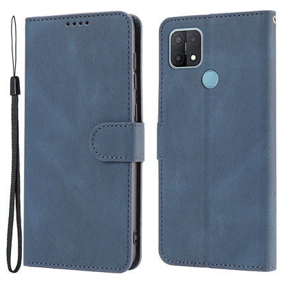 For Oppo A15s / A15 / A35 PU Leather Wallet Case Viewing Stand Magnetic Flip Phone Cover with Strap