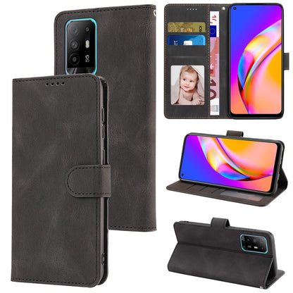 For Oppo A94 5G / Reno5 Z / F19 Pro+ 5G Phone Case PU Leather Wallet Stand Flip Cover with Strap