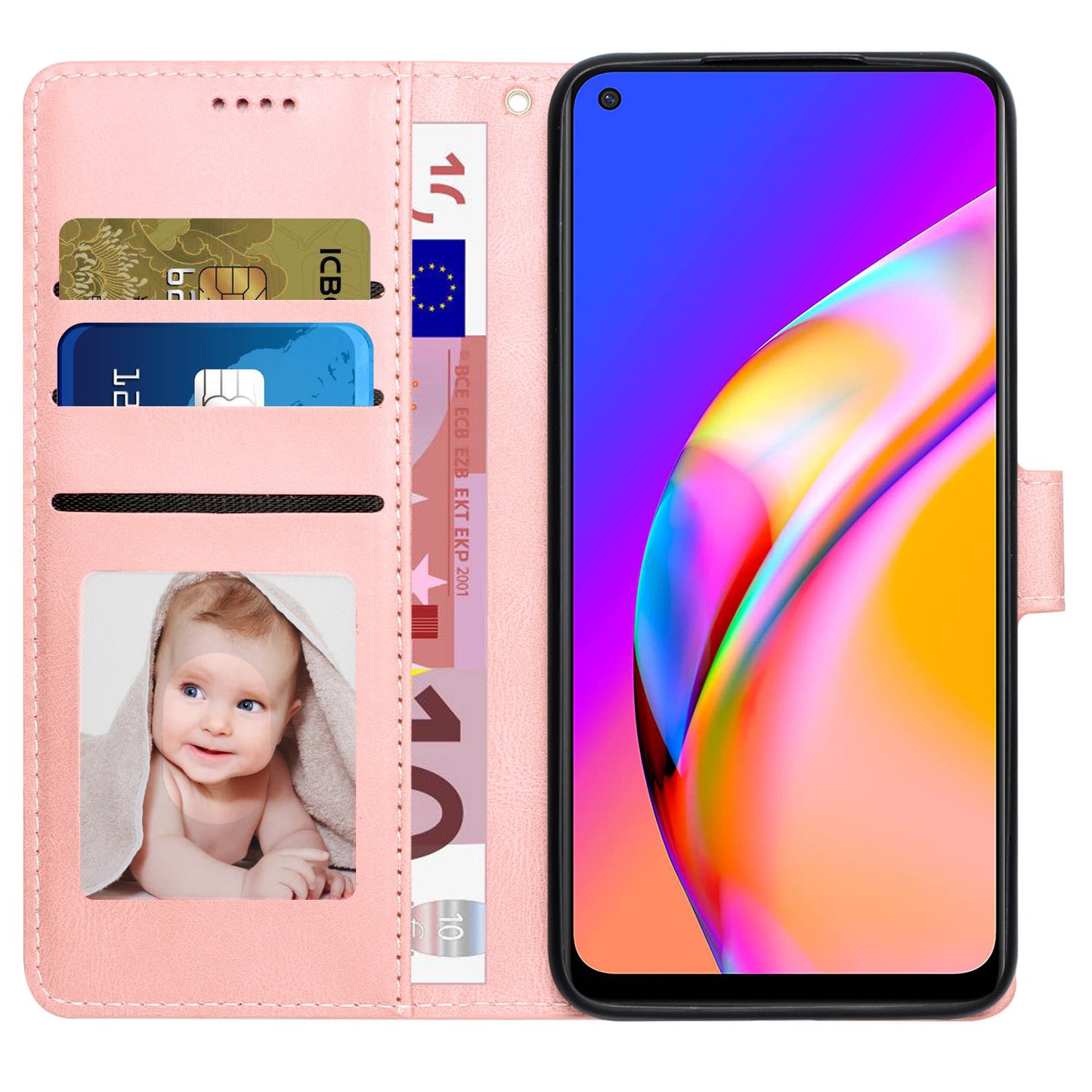 For Oppo A94 5G / Reno5 Z / F19 Pro+ 5G Phone Case PU Leather Wallet Stand Flip Cover with Strap