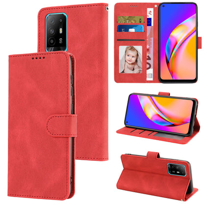 For Oppo A94 5G / Reno5 Z / F19 Pro+ 5G Phone Case PU Leather Wallet Stand Flip Cover with Strap