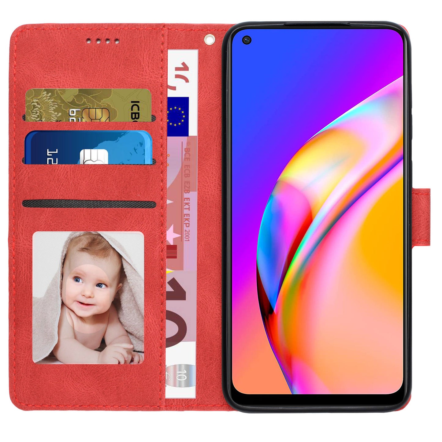 For Oppo A94 5G / Reno5 Z / F19 Pro+ 5G Phone Case PU Leather Wallet Stand Flip Cover with Strap