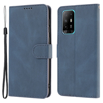 For Oppo A94 5G / Reno5 Z / F19 Pro+ 5G Phone Case PU Leather Wallet Stand Flip Cover with Strap