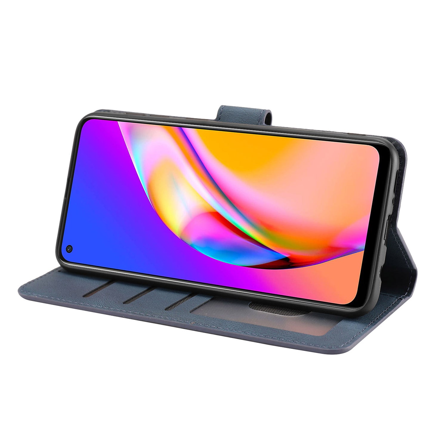 For Oppo A94 5G / Reno5 Z / F19 Pro+ 5G Phone Case PU Leather Wallet Stand Flip Cover with Strap