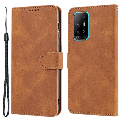 For Oppo A94 5G / Reno5 Z / F19 Pro+ 5G Phone Case PU Leather Wallet Stand Flip Cover with Strap