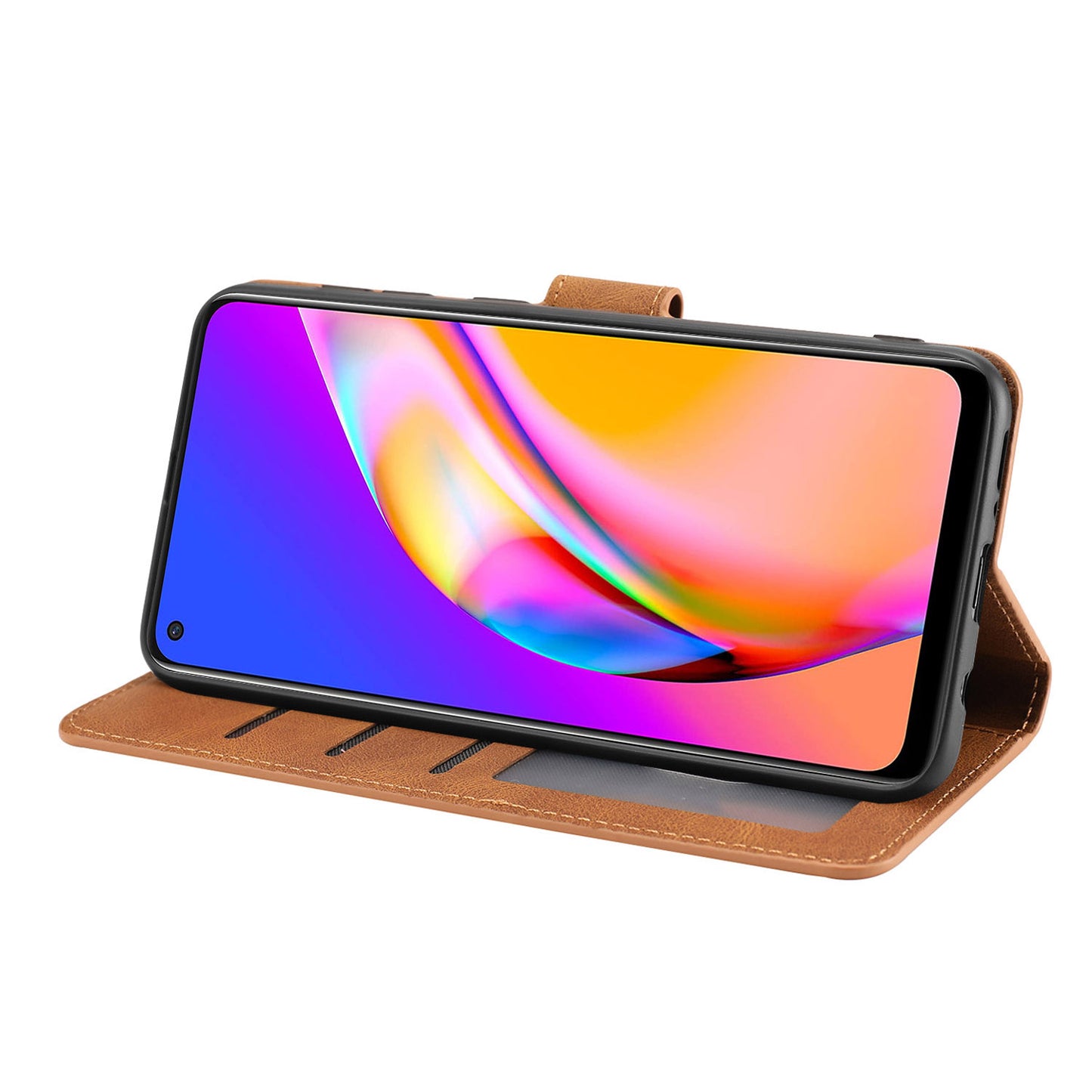 For Oppo A94 5G / Reno5 Z / F19 Pro+ 5G Phone Case PU Leather Wallet Stand Flip Cover with Strap