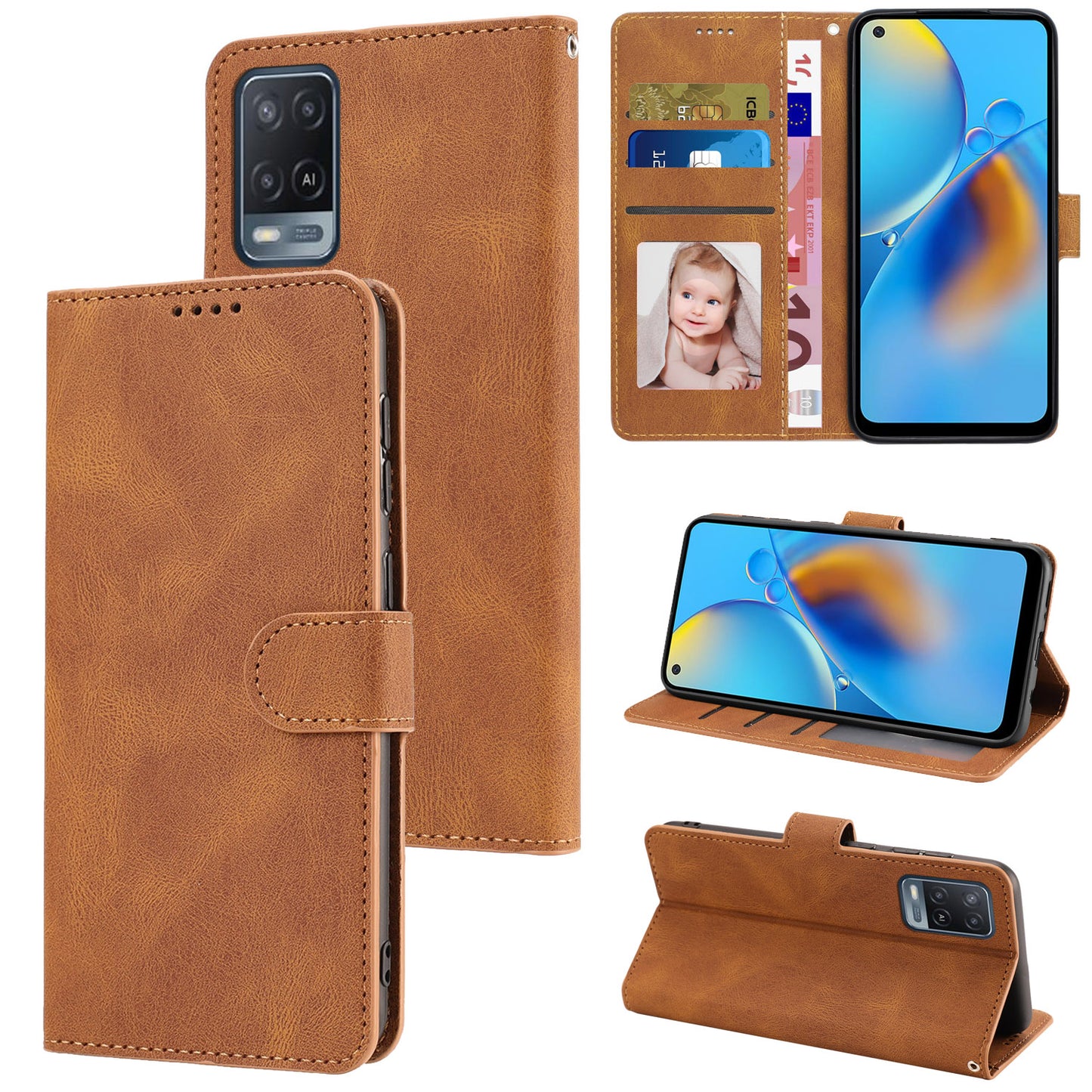 For Oppo A54 4G / A54s / A55 / A55 5G / A55s 5G / A16 / A16s / A53s 5G / A56 5G Phone Case PU Leather Wallet Stand Cover