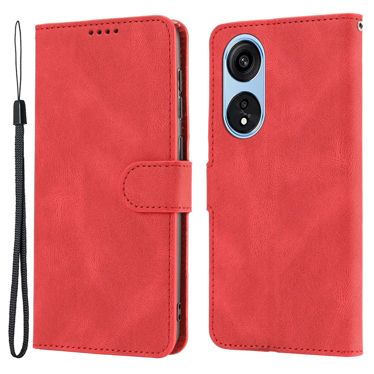 For Oppo A1 Pro 5G / Reno8 T 5G PU Leather Wallet Case Stand Flip Phone Cover with Strap