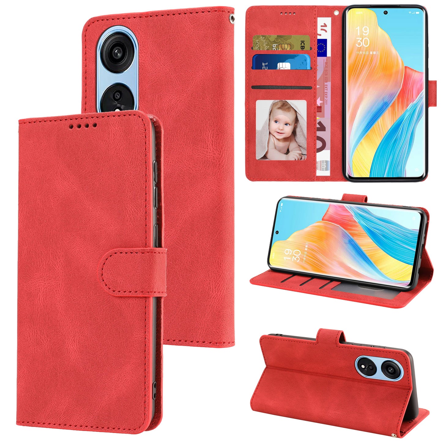 For Oppo A1 Pro 5G / Reno8 T 5G PU Leather Wallet Case Stand Flip Phone Cover with Strap