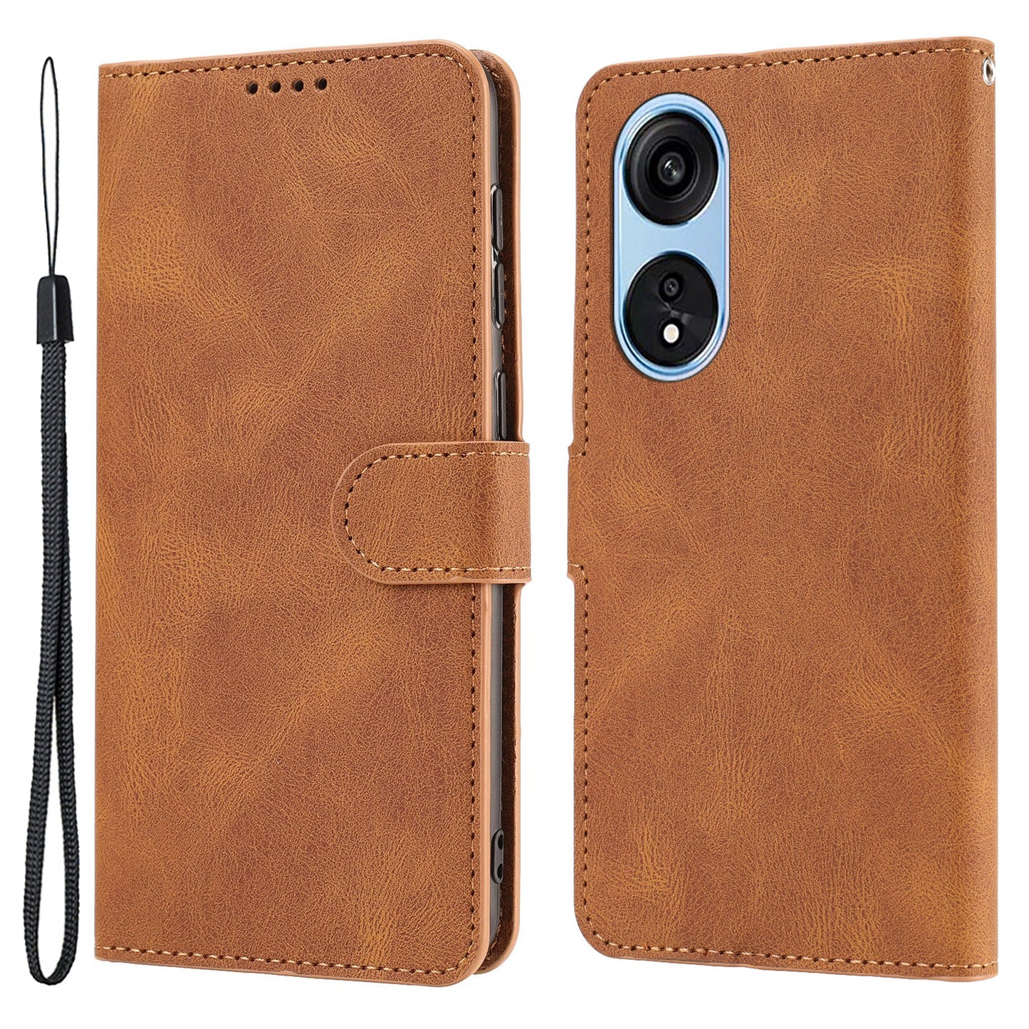 For Oppo A1 Pro 5G / Reno8 T 5G PU Leather Wallet Case Stand Flip Phone Cover with Strap
