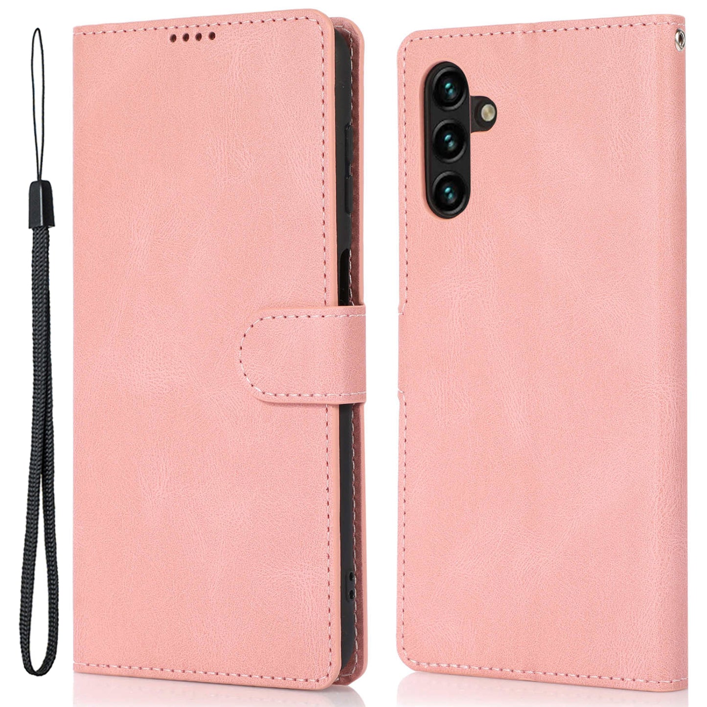 For Samsung Galaxy M14 5G Protective PU Leather Stand Phone Case Wallet Flip Cover with Strap
