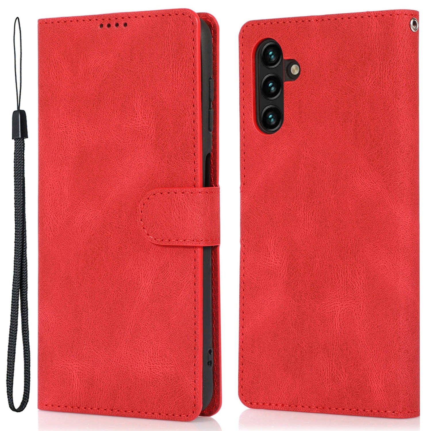 For Samsung Galaxy M14 5G Protective PU Leather Stand Phone Case Wallet Flip Cover with Strap