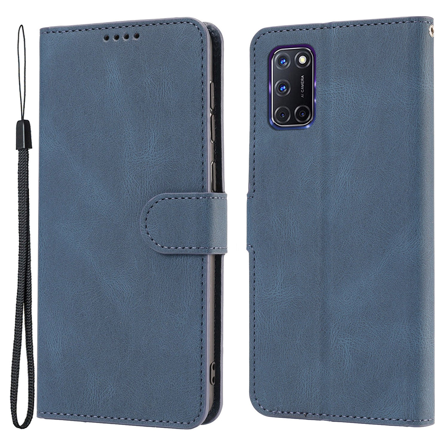 For Oppo A72 / A52 / A92 4G Wallet Phone Case PU Leather Stand Shockproof Flip Cover with Strap