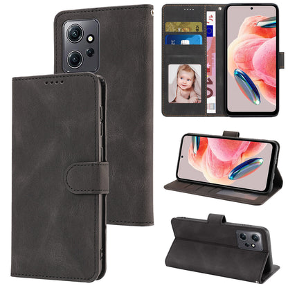 For Xiaomi Redmi Note 12 4G PU Leather Folio Flip Cover Magnetic Closure Wallet Stand Phone Case