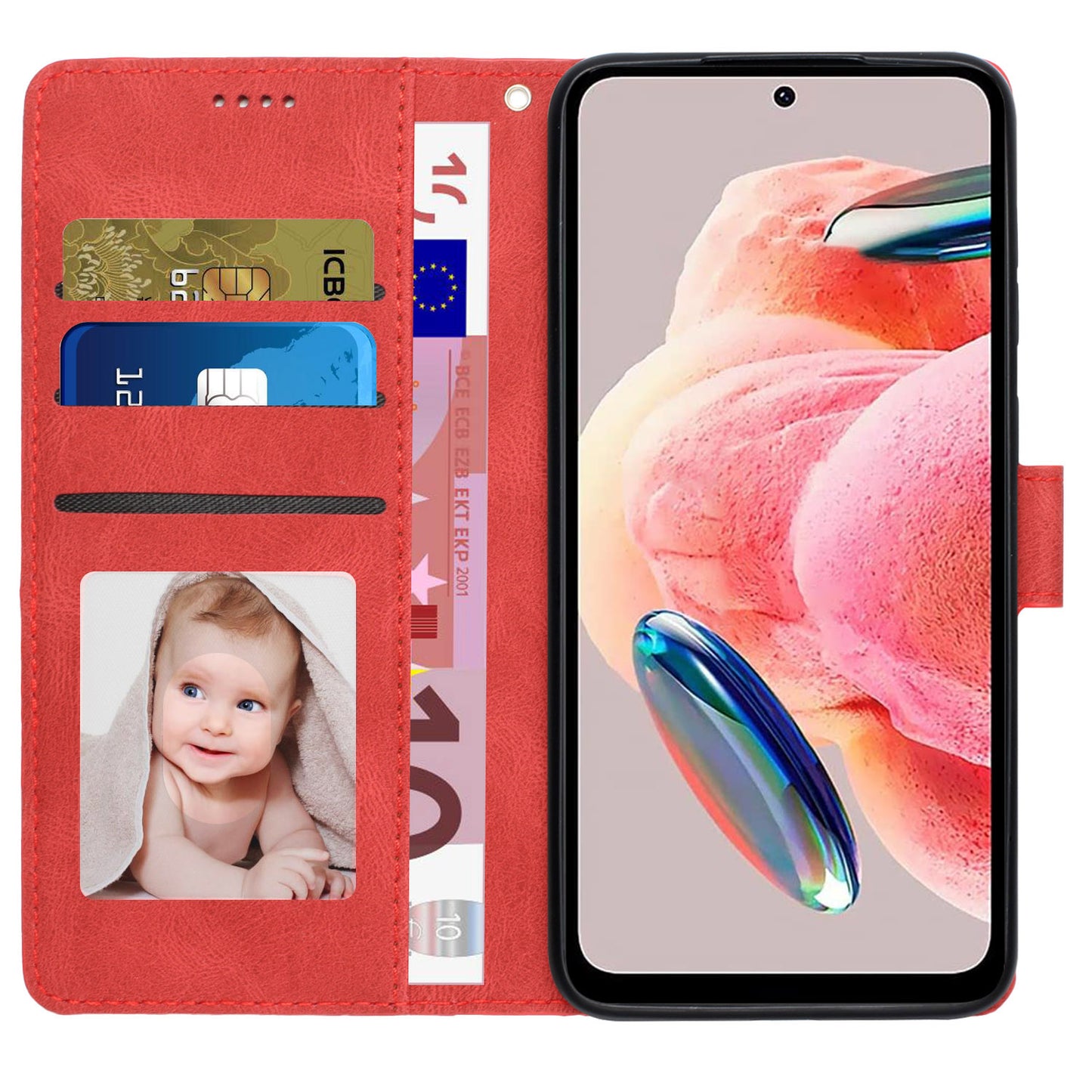 For Xiaomi Redmi Note 12 4G PU Leather Folio Flip Cover Magnetic Closure Wallet Stand Phone Case