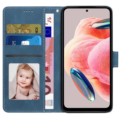 For Xiaomi Redmi Note 12 4G PU Leather Folio Flip Cover Magnetic Closure Wallet Stand Phone Case