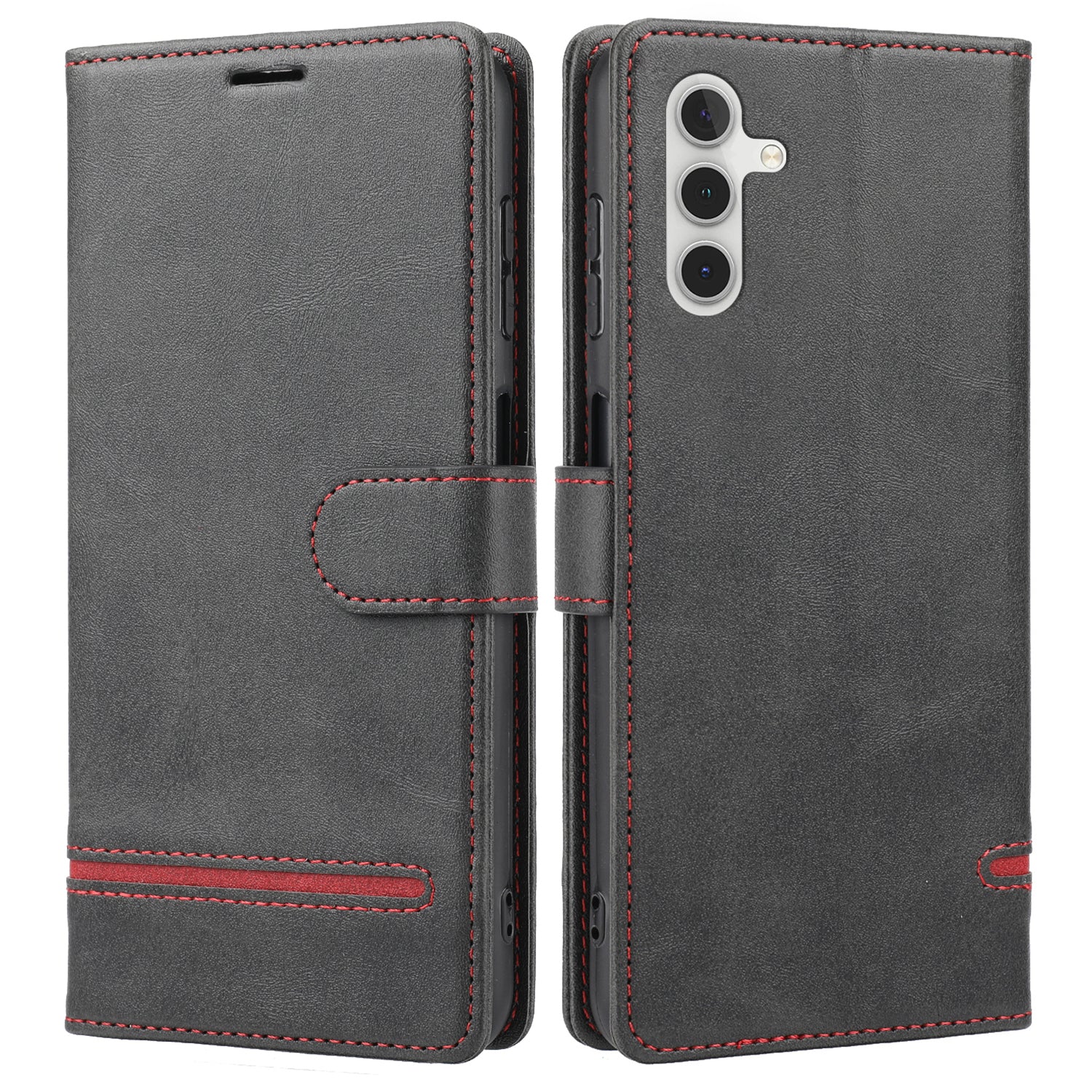 For Samsung Galaxy A24 4G Shockproof Phone Case Horizontal Line Leather Case Stand Wallet Cover