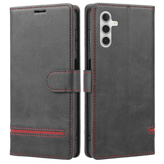 For Samsung Galaxy A24 4G Shockproof Phone Case Horizontal Line Leather Case Stand Wallet Cover