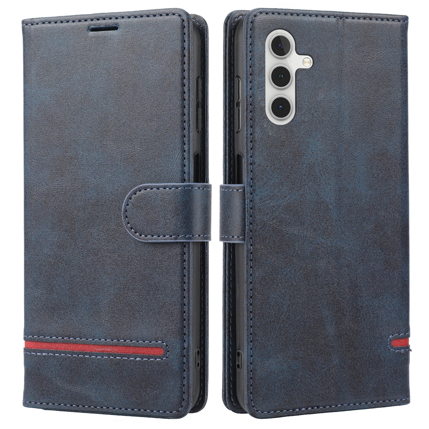 For Samsung Galaxy A24 4G Shockproof Phone Case Horizontal Line Leather Case Stand Wallet Cover