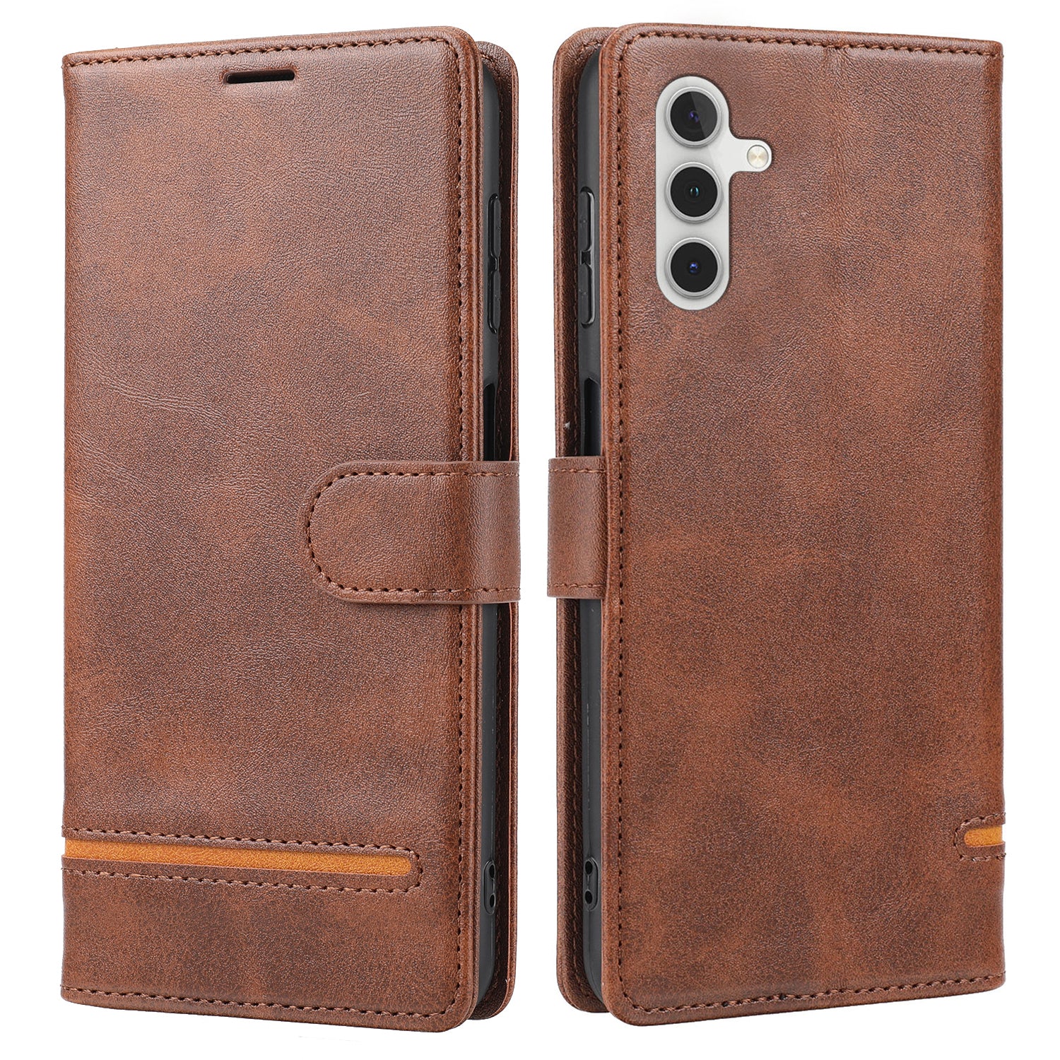 For Samsung Galaxy A24 4G Shockproof Phone Case Horizontal Line Leather Case Stand Wallet Cover