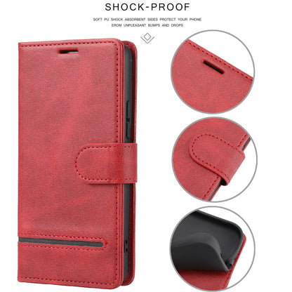For Samsung Galaxy A24 4G Shockproof Phone Case Horizontal Line Leather Case Stand Wallet Cover