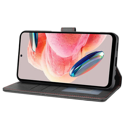 For Xiaomi Redmi Note 12 4G Wallet Phone Case Horizontal Line Leather Flip Cover with Stand