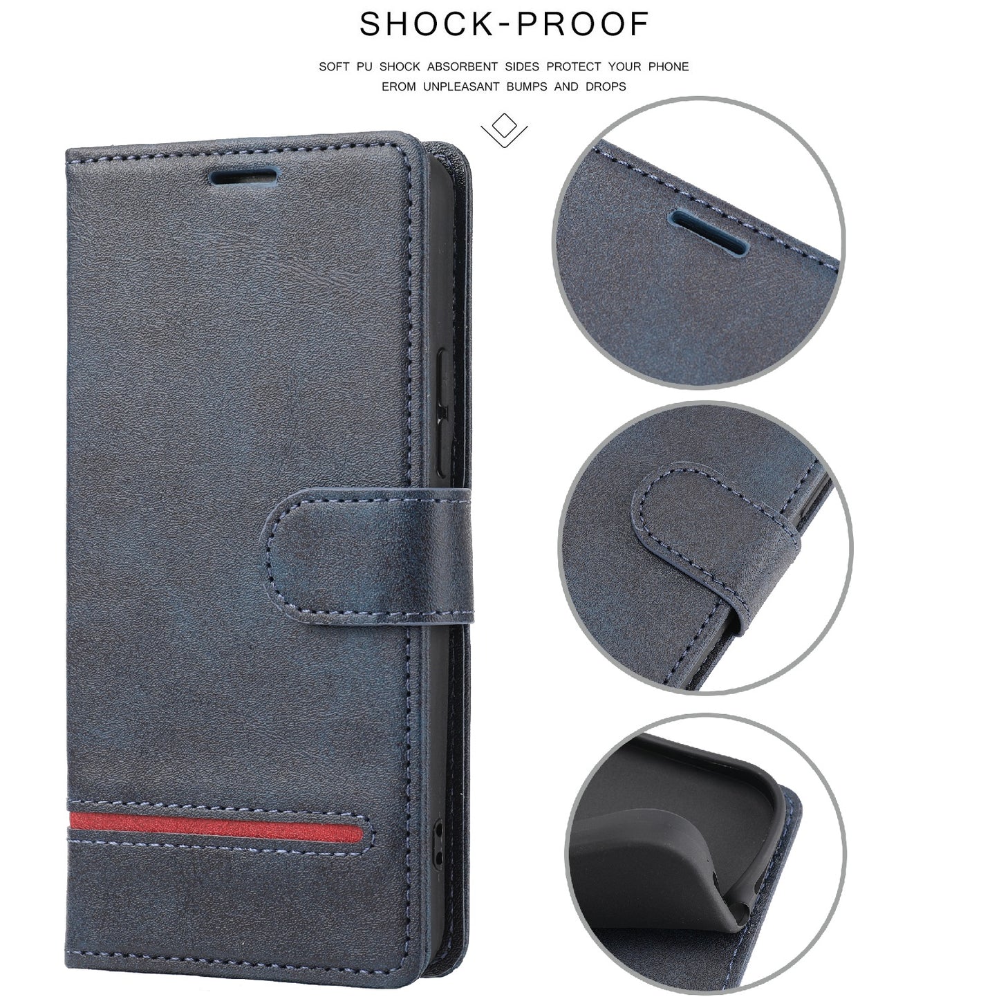 For Xiaomi Redmi Note 12 4G Wallet Phone Case Horizontal Line Leather Flip Cover with Stand