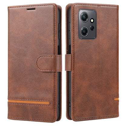 For Xiaomi Redmi Note 12 4G Wallet Phone Case Horizontal Line Leather Flip Cover with Stand