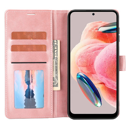 For Xiaomi Redmi Note 12 4G Wallet Phone Case Horizontal Line Leather Flip Cover with Stand