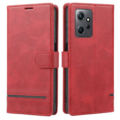 For Xiaomi Redmi Note 12 4G Wallet Phone Case Horizontal Line Leather Flip Cover with Stand