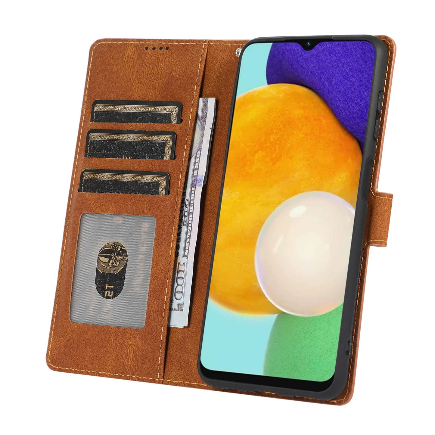 Stand Wallet Case for Samsung Galaxy M13 5G Drop Resistant PU Leather Phone Cover with Strap