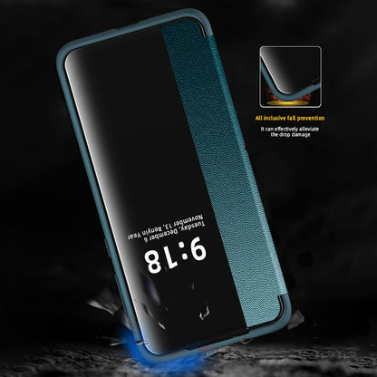 For Huawei P60 Art Phone Case View Window Design Flip Cover Anti-fall PU Leather TPU Acrylic Phone Shell