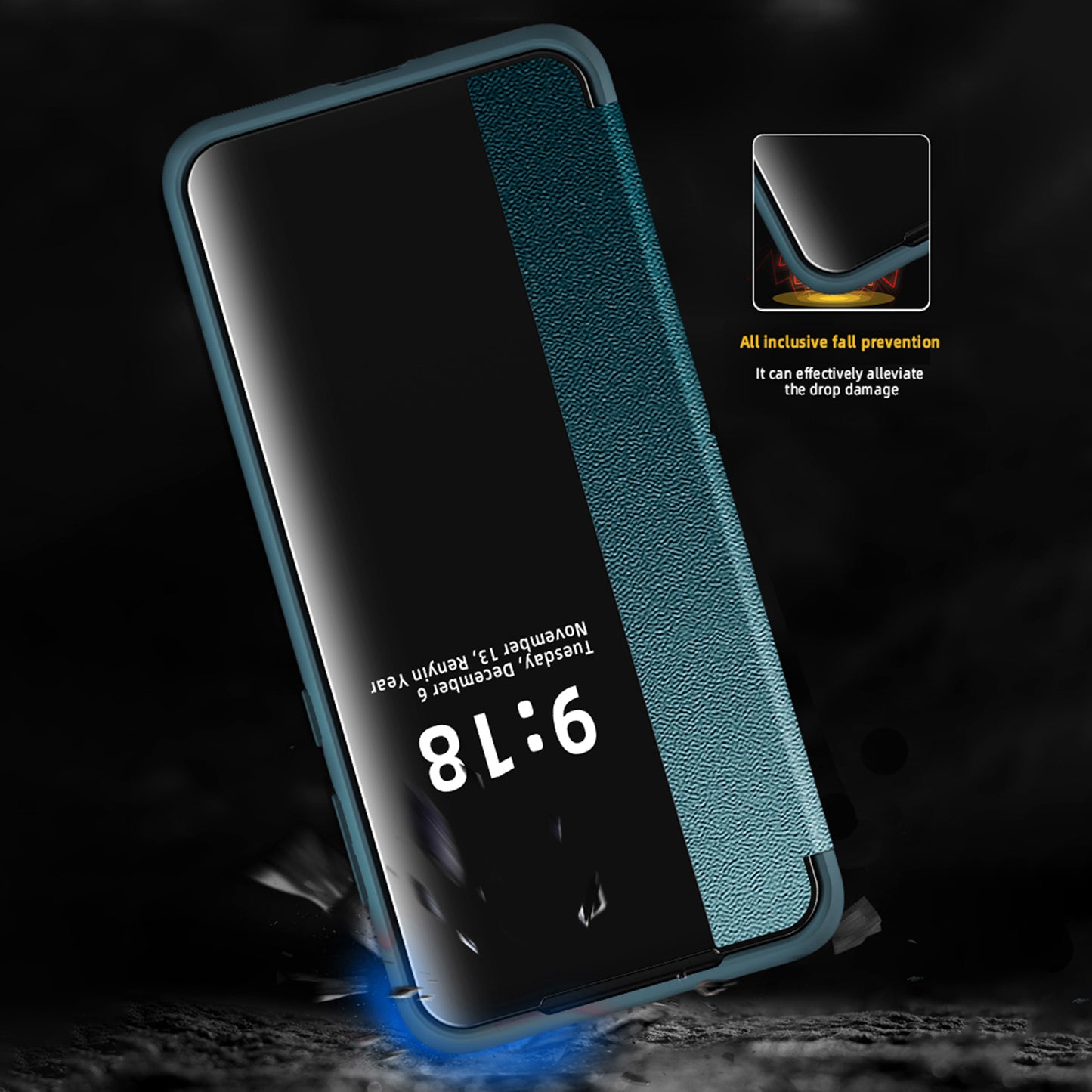 For Huawei P60 Art Phone Case View Window Design Flip Cover Anti-fall PU Leather TPU Acrylic Phone Shell