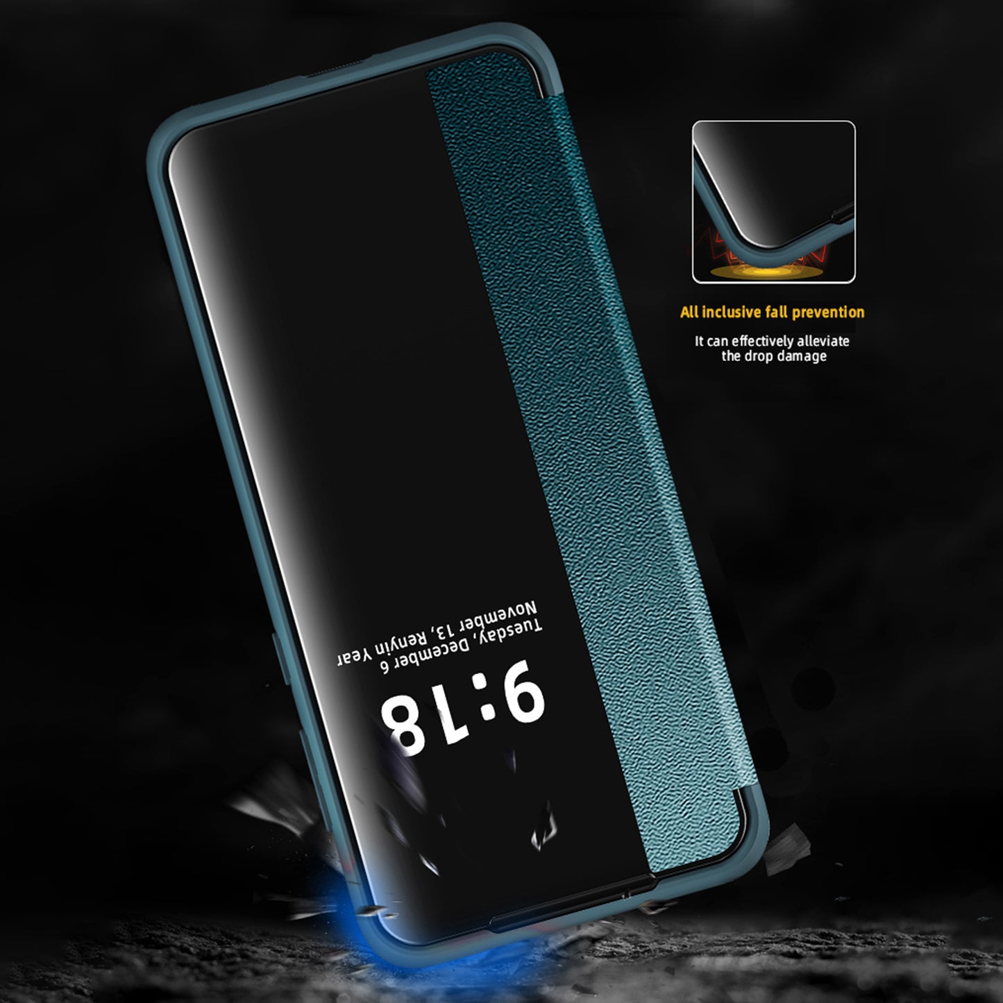 For Huawei P60 Anti-Drop Case View Window PU Leather Flip Cover TPU Acrylic Phone Case