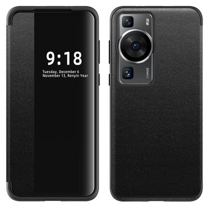 For Huawei P60 Anti-Drop Case View Window PU Leather Flip Cover TPU Acrylic Phone Case