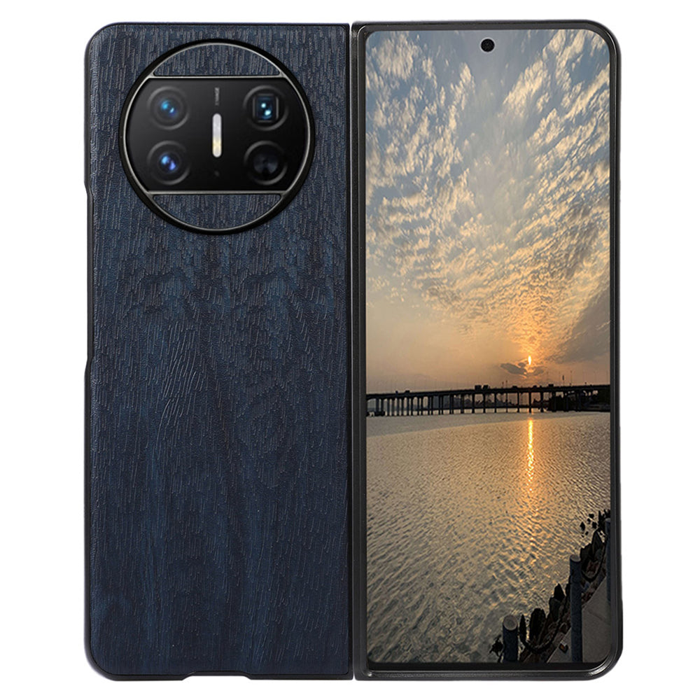 For Huawei Mate X3 5G Wood Texture Phone Case Anti-drop Leather Coated PC Phone Cover