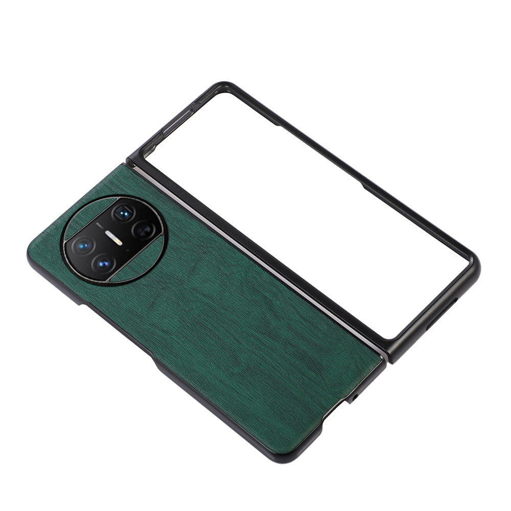 For Huawei Mate X3 5G Wood Texture Phone Case Anti-drop Leather Coated PC Phone Cover