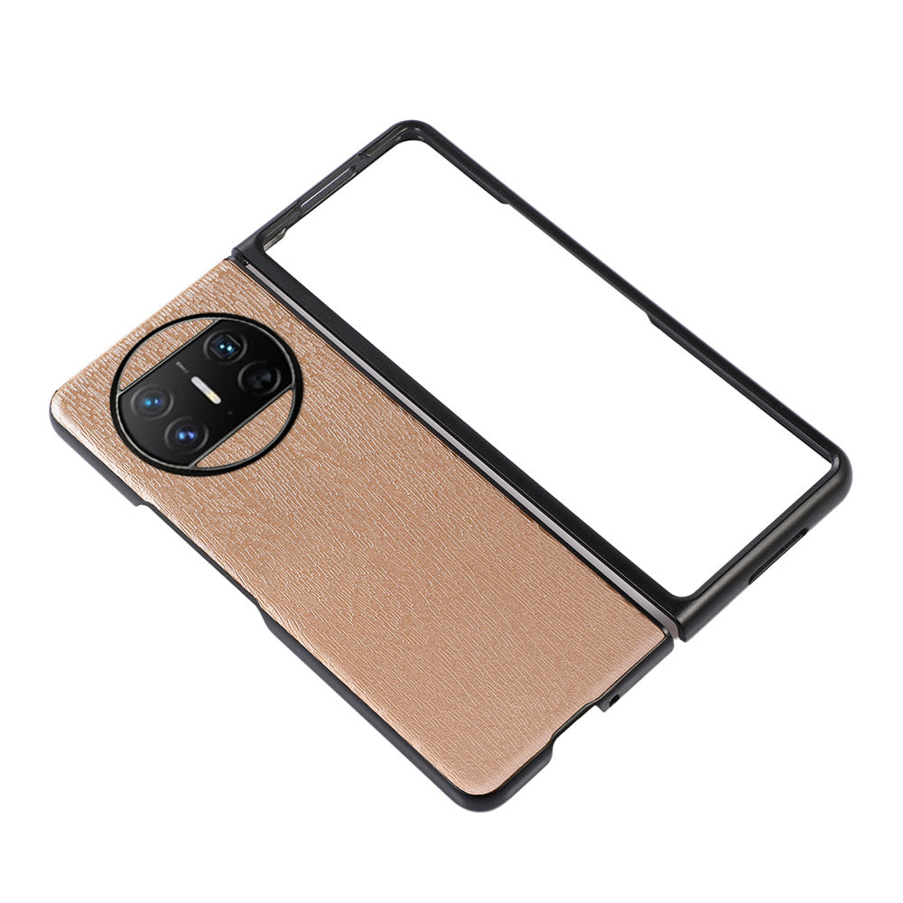 For Huawei Mate X3 5G Wood Texture Phone Case Anti-drop Leather Coated PC Phone Cover